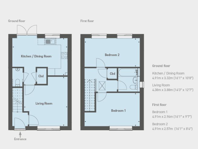 Floor plan 2 bedroom house - artist's impression subject to change